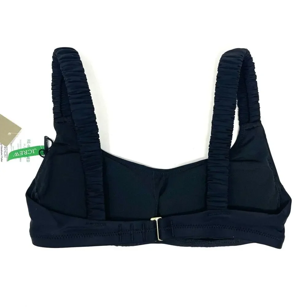 NEW J. Crew Scrunchie-strap Square Neck Bikini Top, Black, Women's XXS BM431 $72